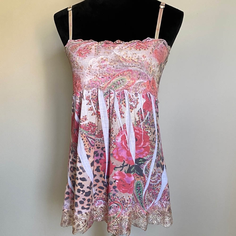 Boston Proper Pink and Brown Lacey Camisole